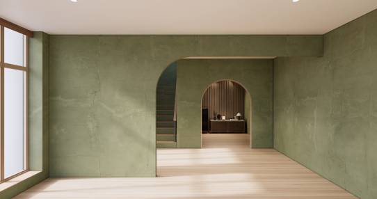 Grüner, minimalistischer Raum